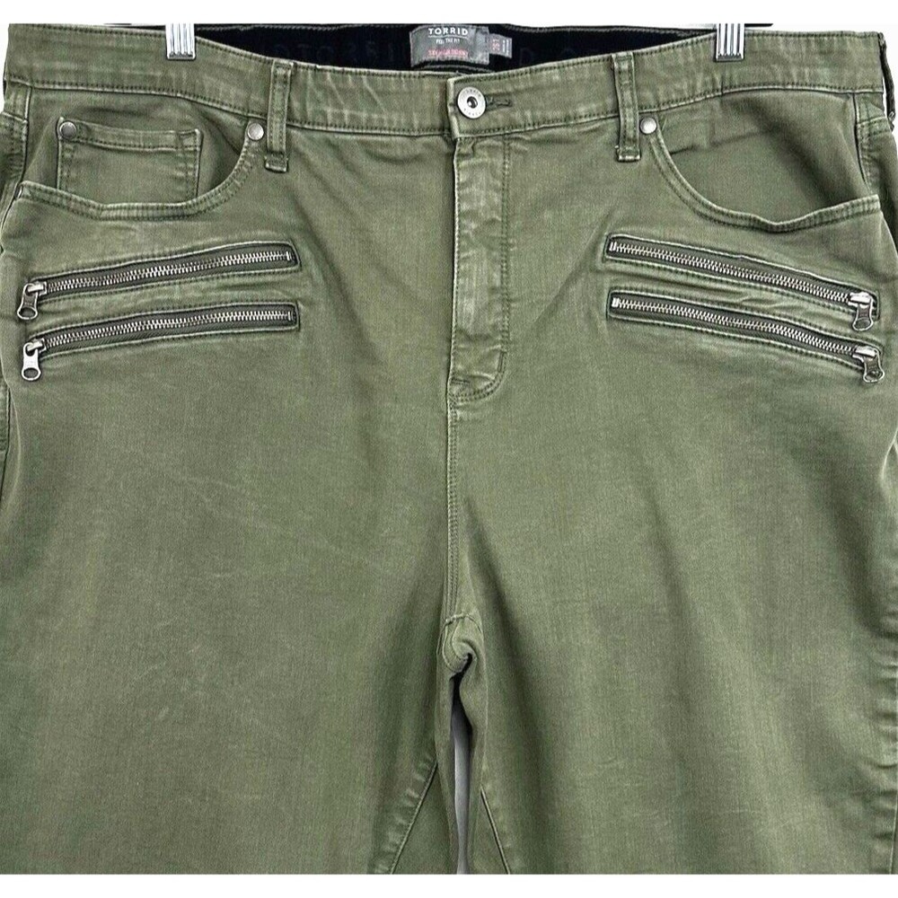 Torrid Sky High Skinny Super Soft Jeans Womens 26T Tall Stretch Olive Green - Picture 2 of 15